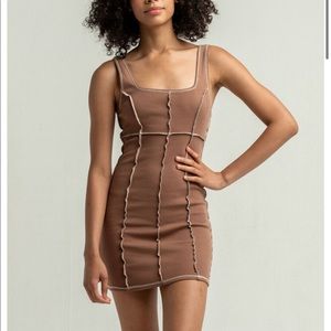 FULL TILT Exposed Seam Brown Bodycon Dress